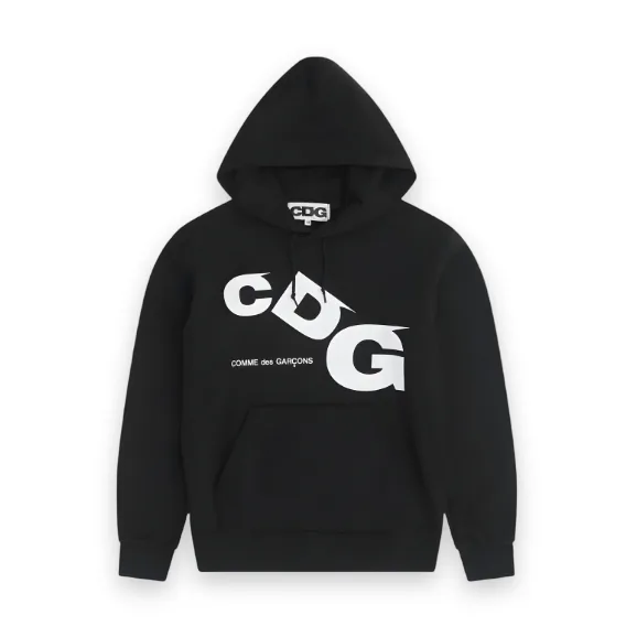 CDG Black Hoodie White Printed Logo 1