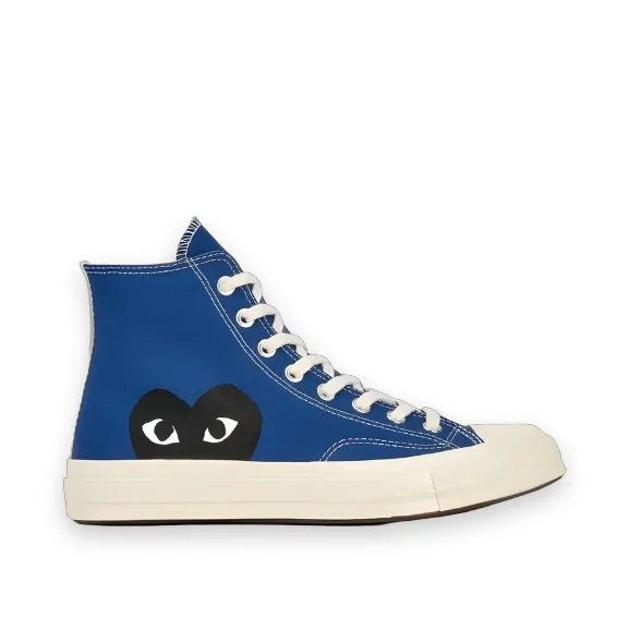 CDG Converse Black Heart Blue High Top 1