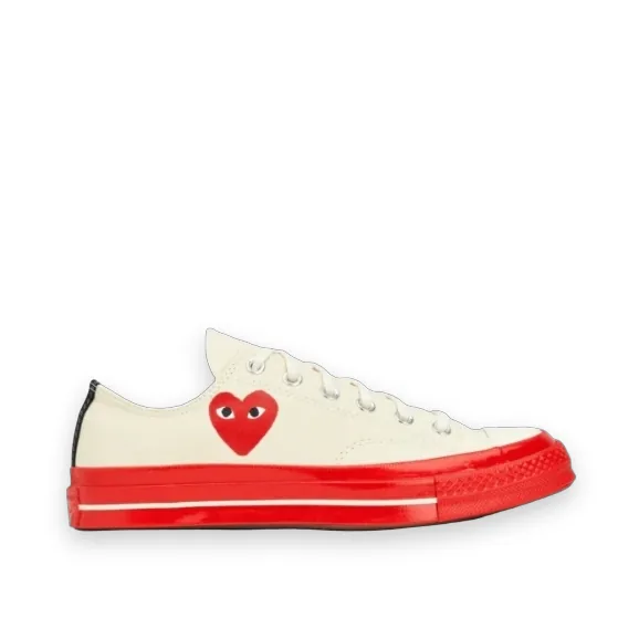 CDG Converse Red Sole Low Top White 1