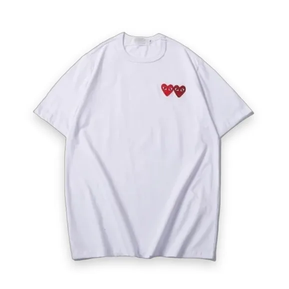 CDG Double Heart Shirt White 1