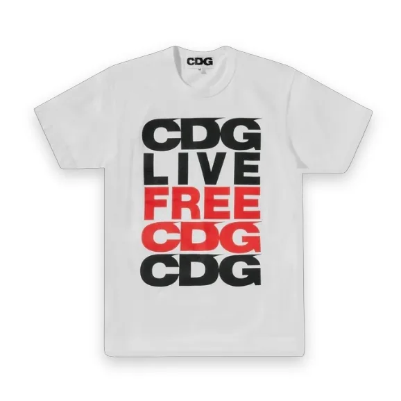 CDG Live Free Graphic T-Shirt White 1