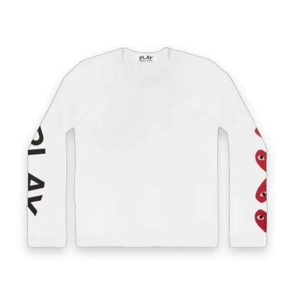 CDG Play 4 Heart Long Sleeve White 1