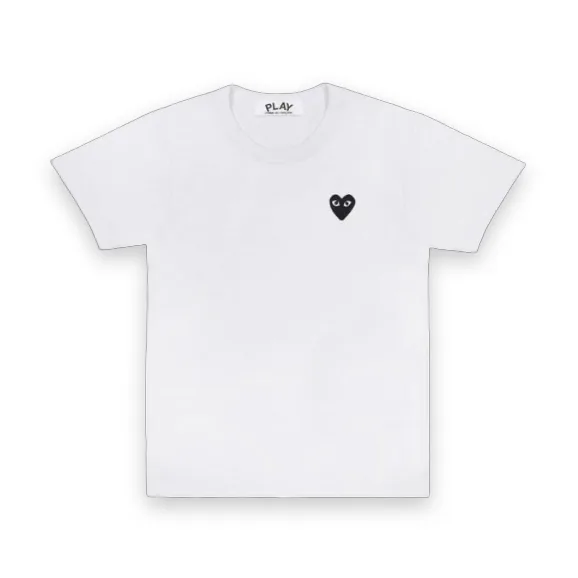 CDG Play Basic Black Emblem T-Shirt - White 1