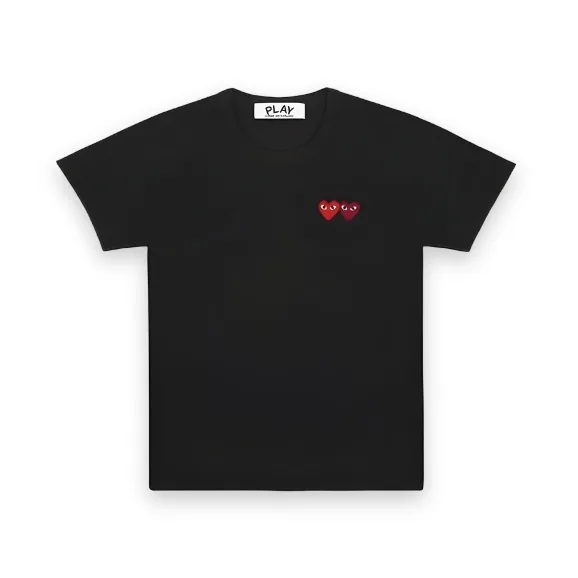 CDG Play Basic T-Shirt Two Emblems - Black 1