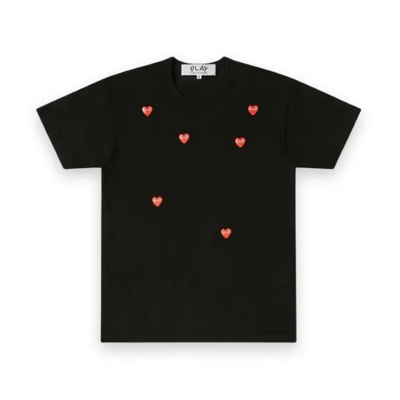 CDG Play Black Multi Red Heart Logo T-Shirt 1