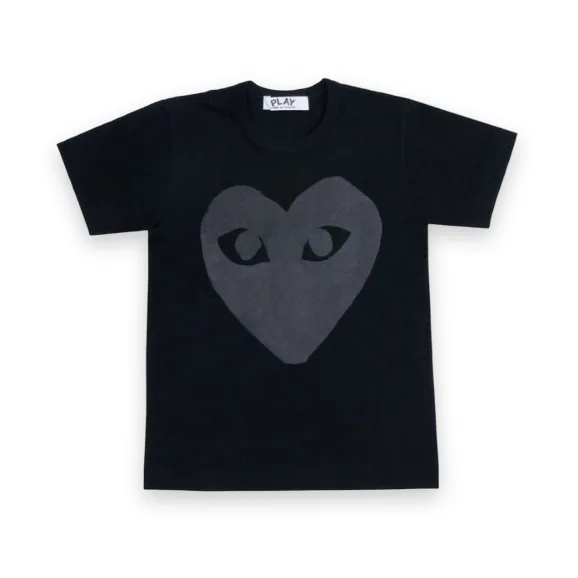 CDG Play Black T-Shirt Black Heart Print 1