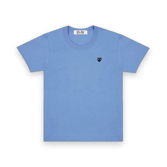 CDG Play Blue Basic T-Shirt Small Black Heart Emblem 1