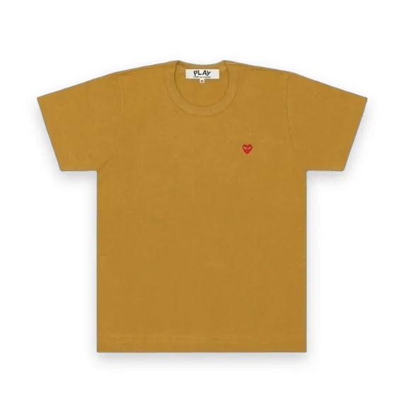 CDG Play Brown T-Shirt Red Mini Heart 1