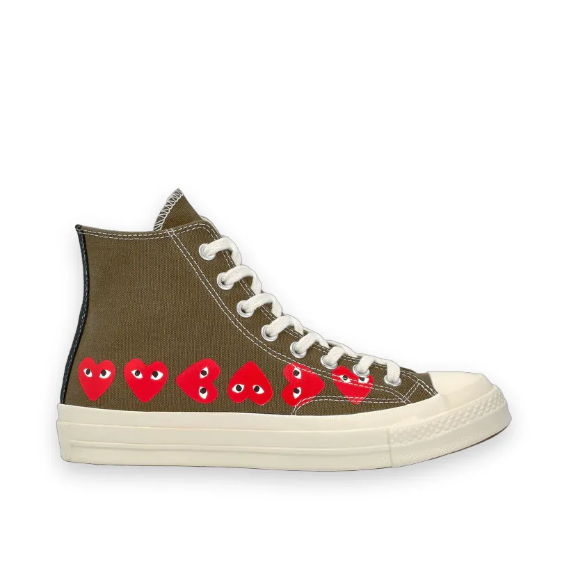 CDG PLAY CONVERSE Multi Red Heart Chuck Taylor All Star '70 High Sneakers 1