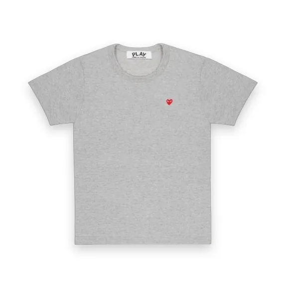 CDG Play Grey Basic T-Shirt Small Heart Emblem 1
