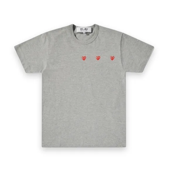 CDG Play Grey Multi Red Heart T-Shirt 1
