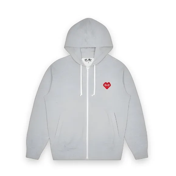 Cdg Play Invaders Zip Hoodie Grey 1