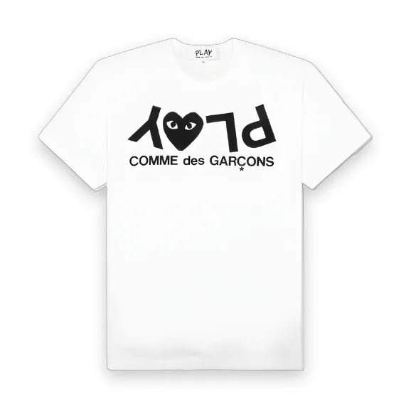 CDG Play Inverted Text T-Shirt White 1