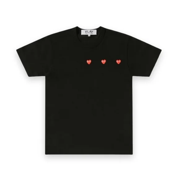 CDG Play Multi Red Heart T-Shirt Black 1