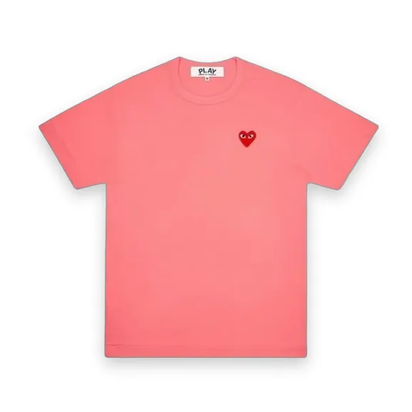 CDG Play Pink T-Shirt Red Mini Heart 1