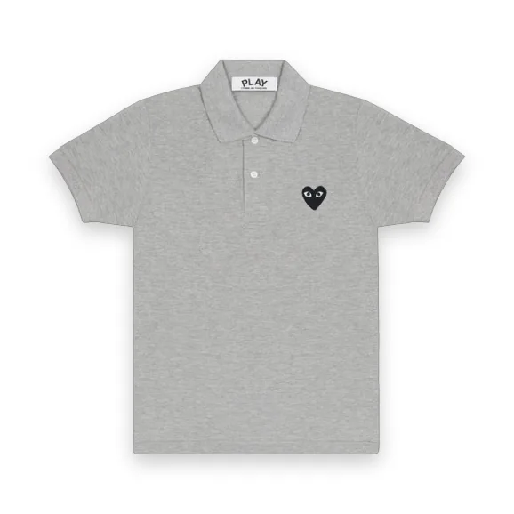 CDG Play Polo Black Emblem - Grey 1