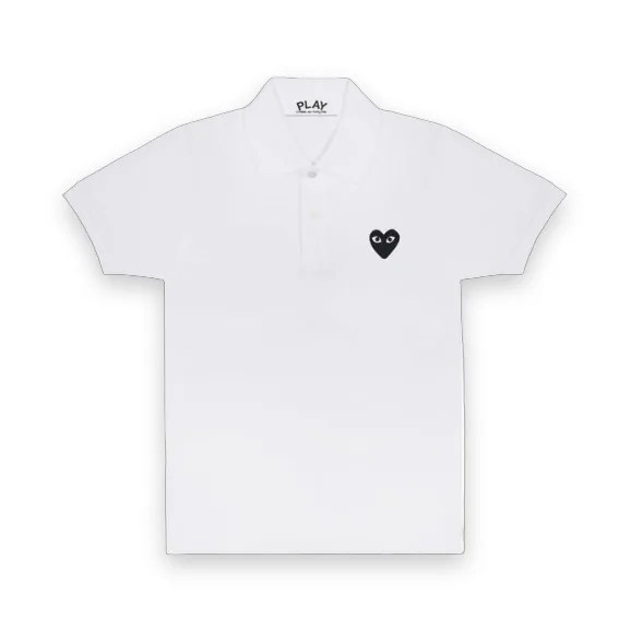 CDG Play Polo Black Emblem - White 1