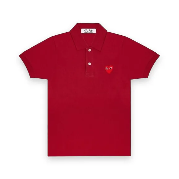 CDG Play Polo Red Emblem - Burgundy 1