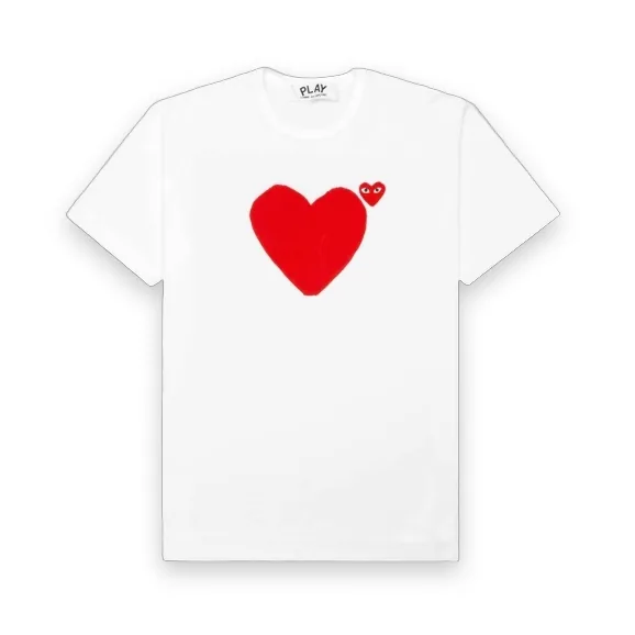 CDG Play Red Emblem No Eyes T-Shirt White 1