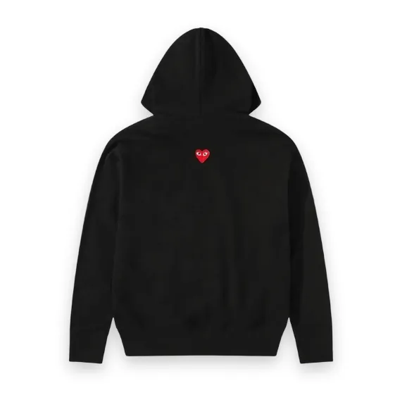 CDG Play Reverse Red Heart Zip Hoodie - Black 1