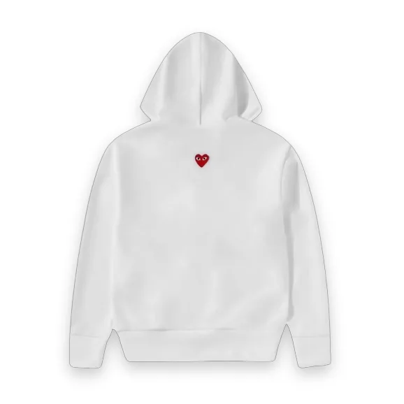 CDG Play Reverse Red Heart Zip Hoodie - White 1