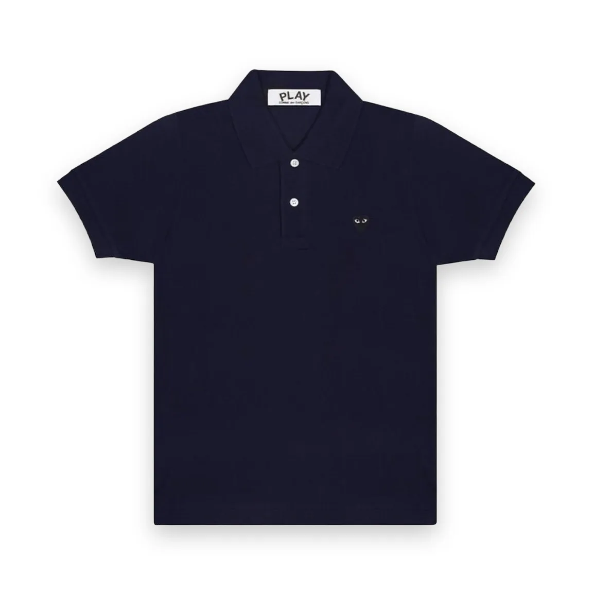 CDG PLAY Small Black Heart Polo Shirt Navy 1