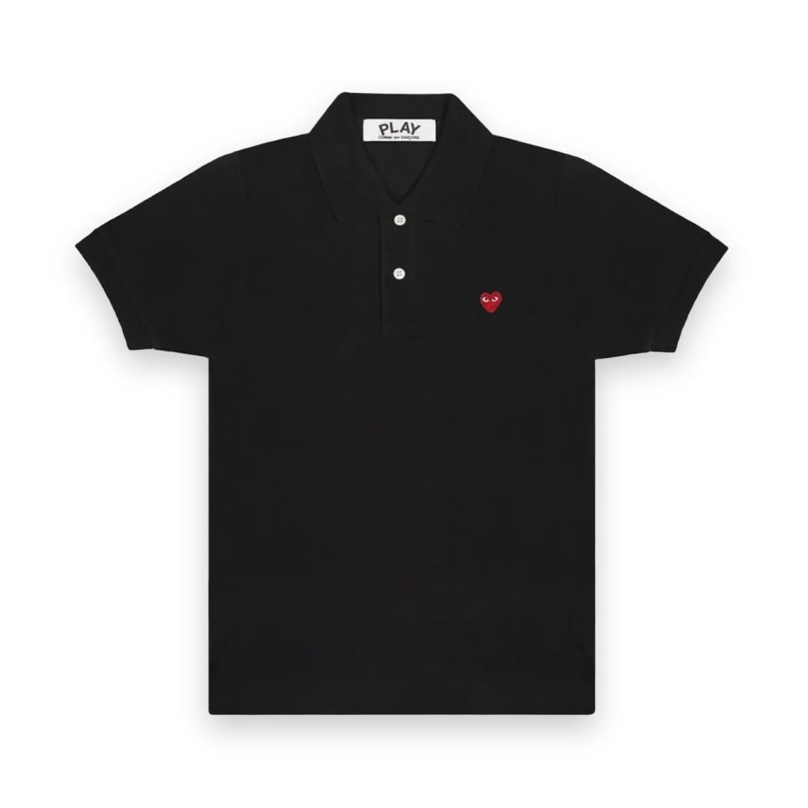 CDG PLAY Small Red Heart Polo Shirt Black 1