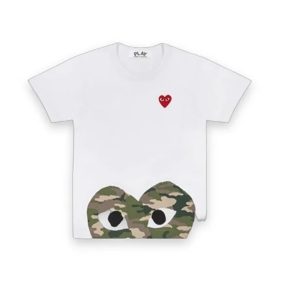 CDG Play White Camo Half Heart T-Shirt 1