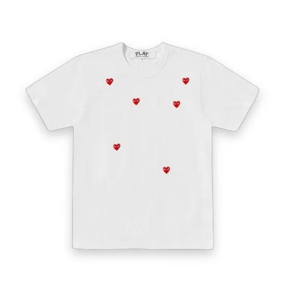 CDG Play White Multi Red Heart Logo T-Shirt 1