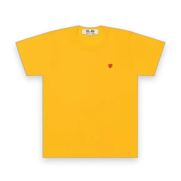 CDG Play Yellow T-Shirt Red Mini Heart 1