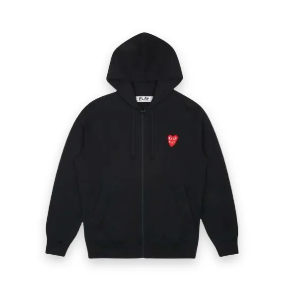 CDG Play Zip Hoodie With Red Family Heart 1