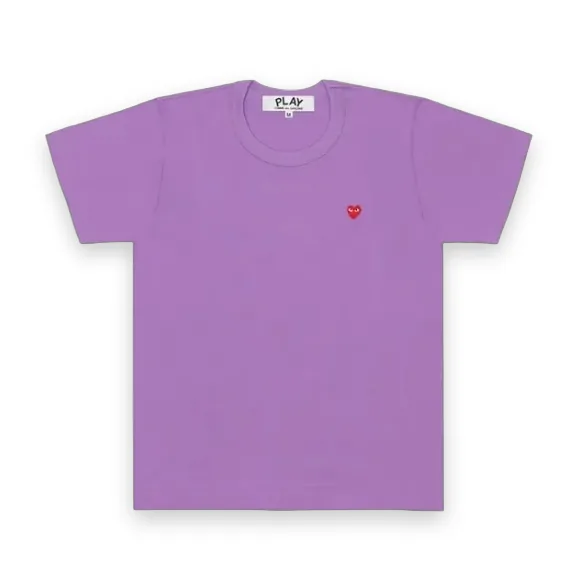 CDG Purple Tee with Red Mini Heart 1