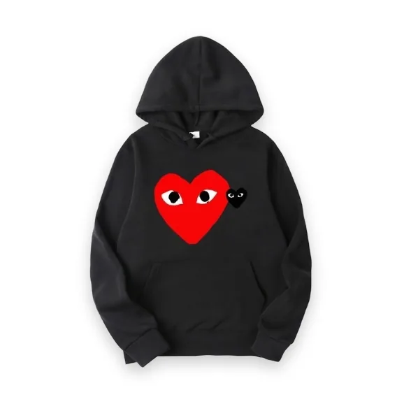 CDG Red Heart Black Mini Heart Hoodie 1
