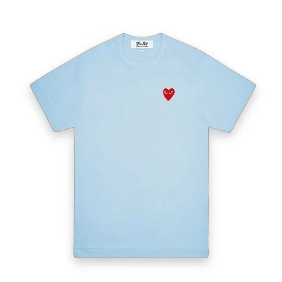 CDG Red Mini Heart Sky Blue Tee 1