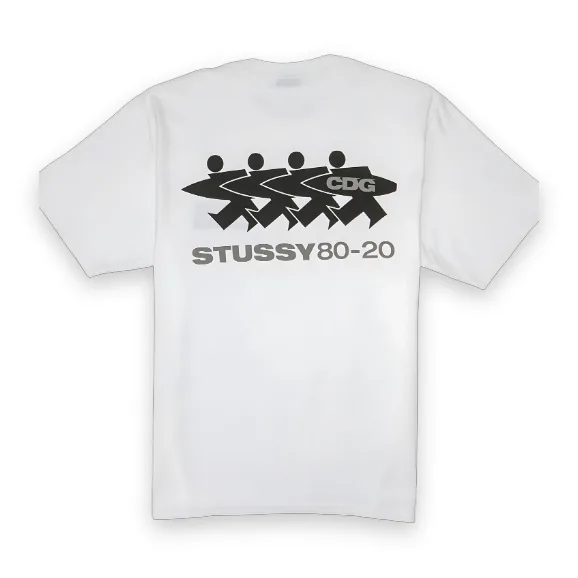 CDG x Stussy Surfman White T-shirt 1