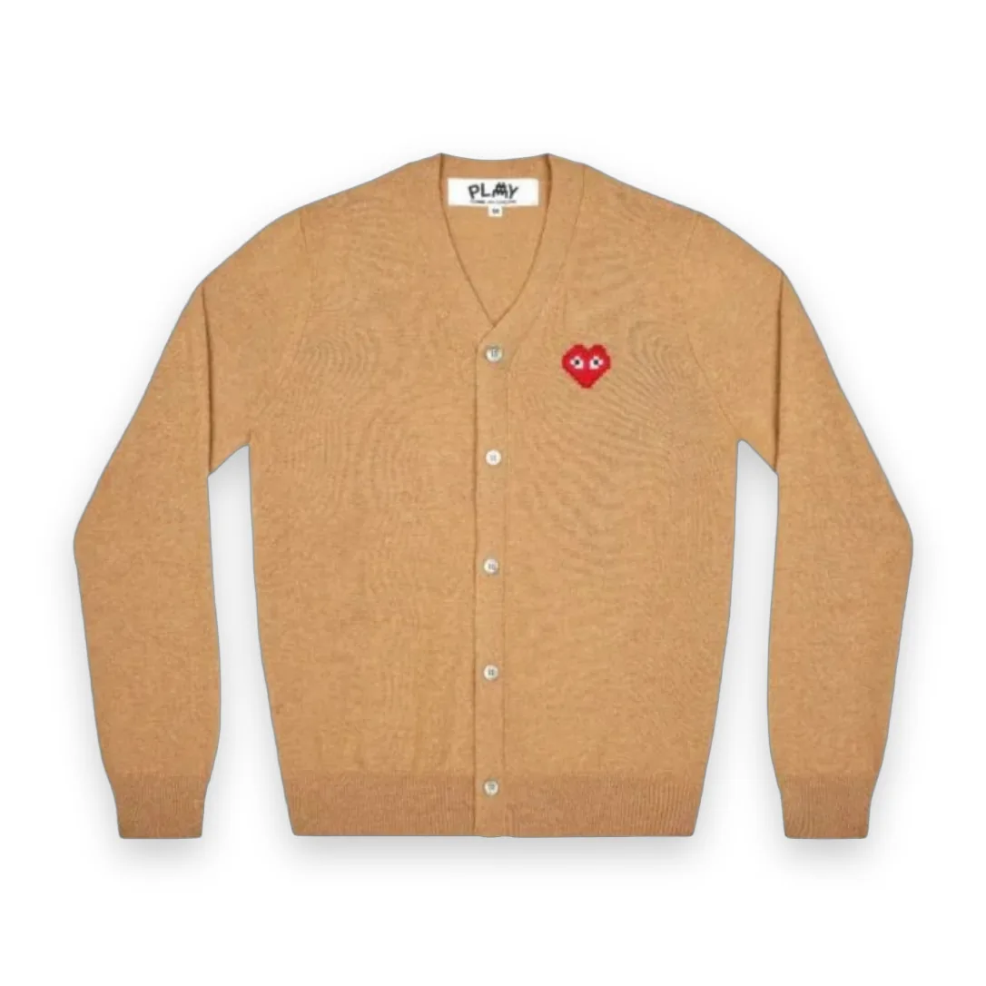 Comme Des Garcons Beige Cardigan Invader Heart Logo 1