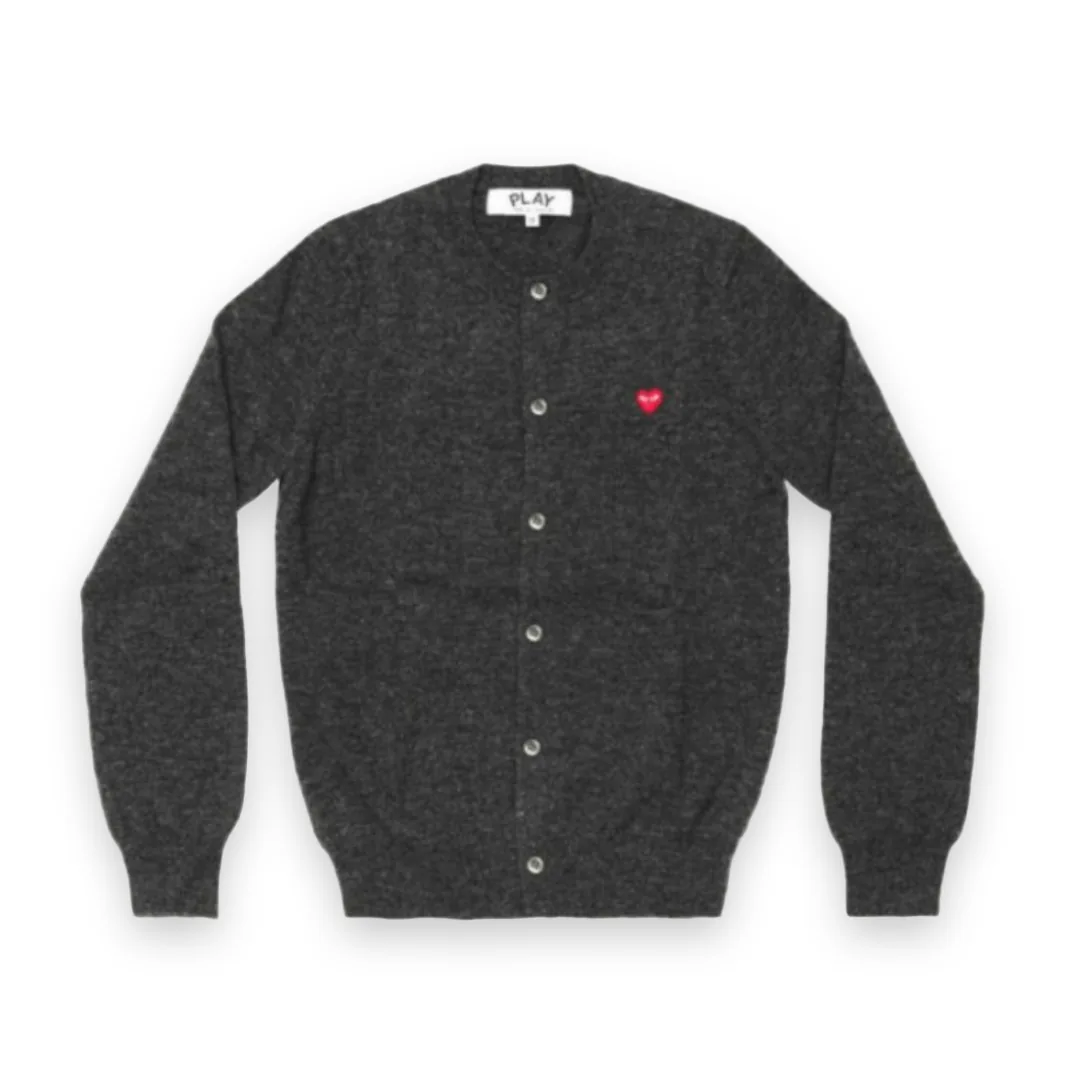 Comme Des Garcons Black Cardigan Red Heart Logo 1