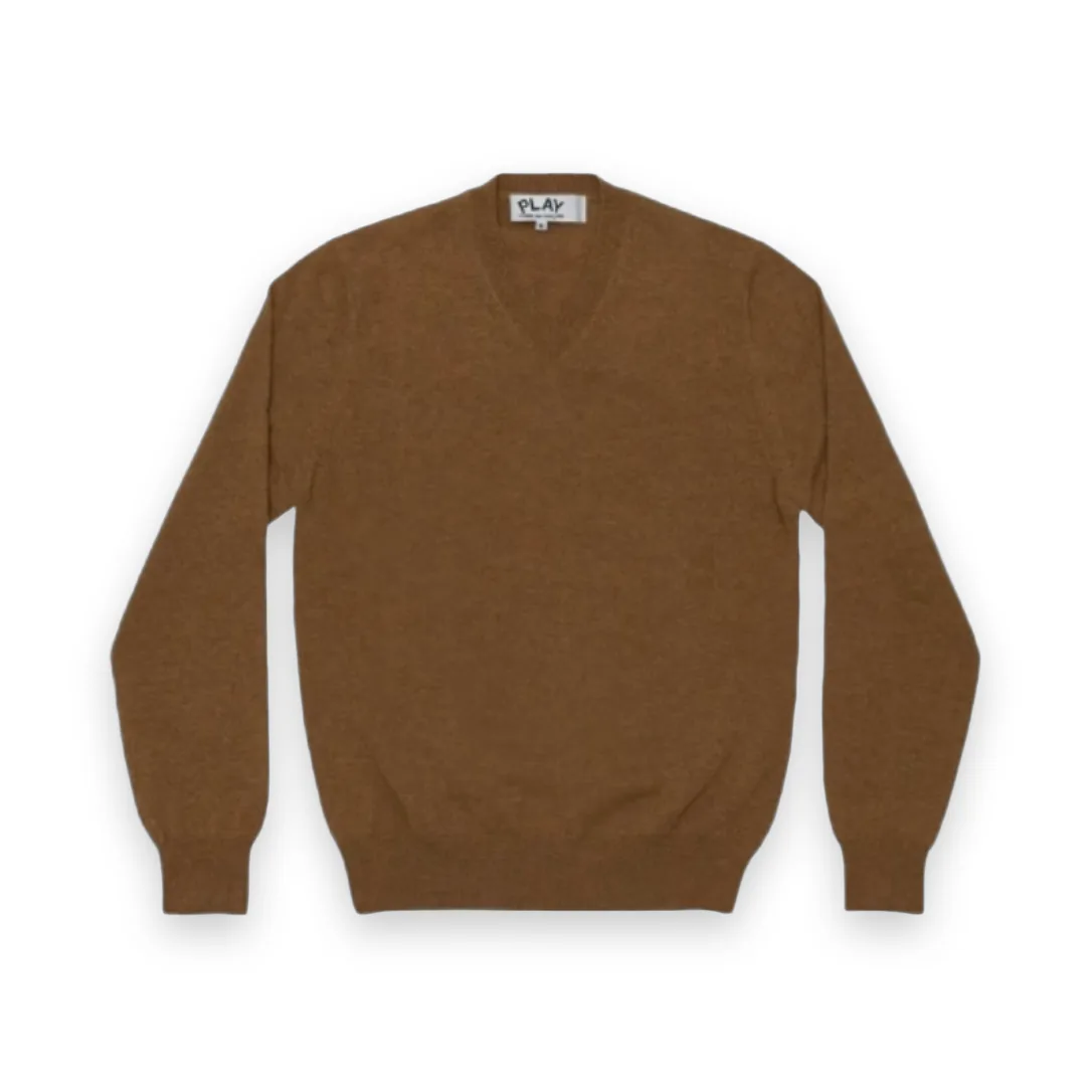 Comme Des Garcons Brown Lambswool V-Neck Sweater Unisex 1