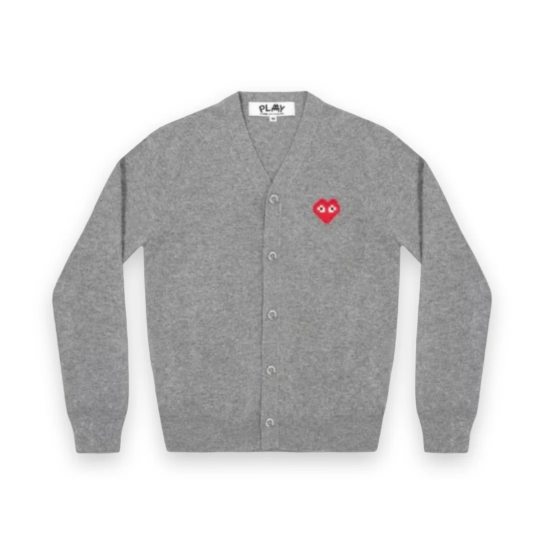 Comme Des Garcons Grey Cardigan Invader Heart Logo 1