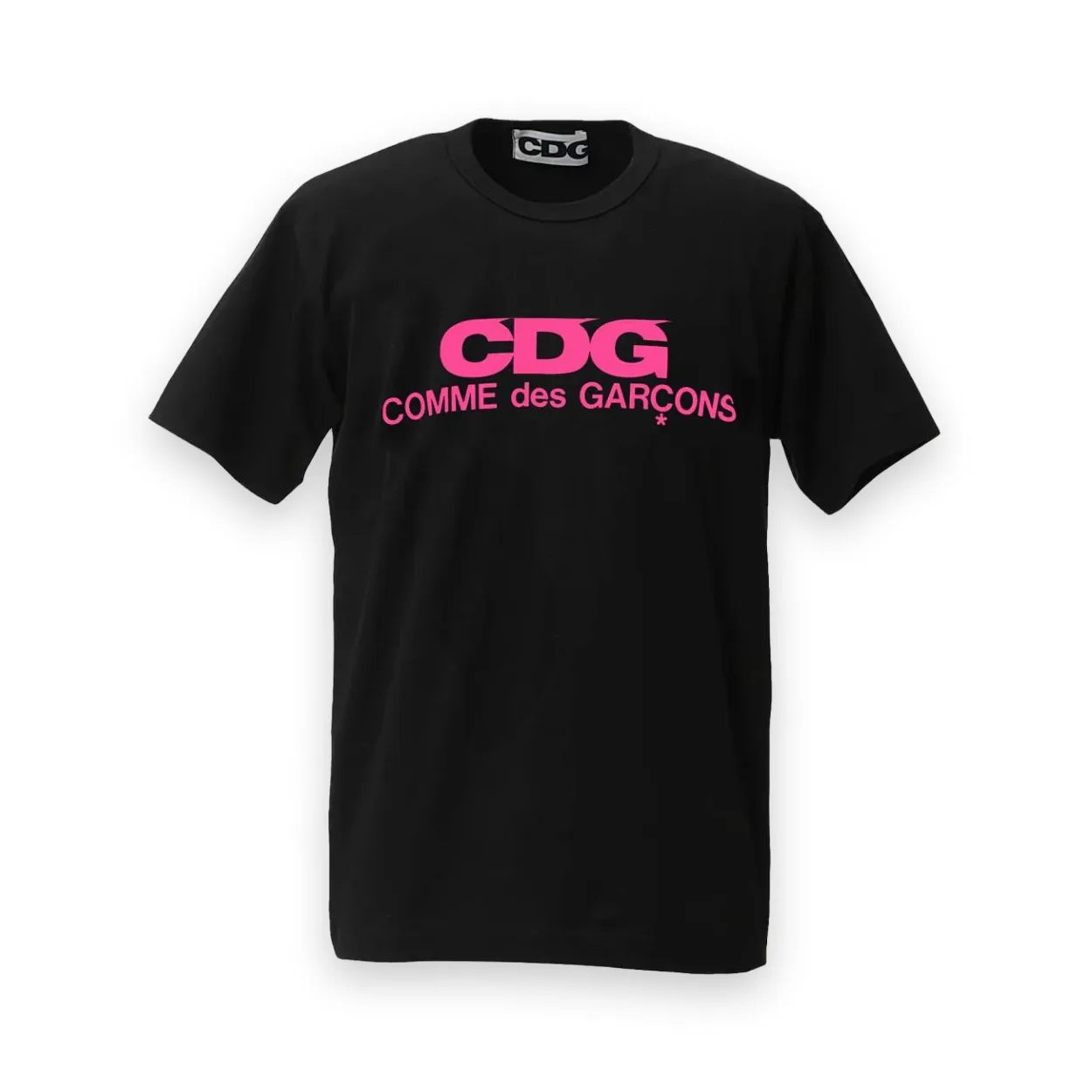 Comme Des Garcons Pink Logo Black T-Shirt 1