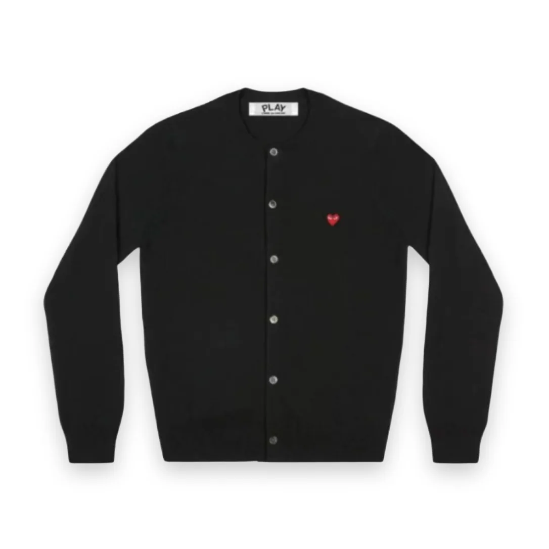Comme Des Garcons PLAY Black Red Heart Cardigan Unisex 1