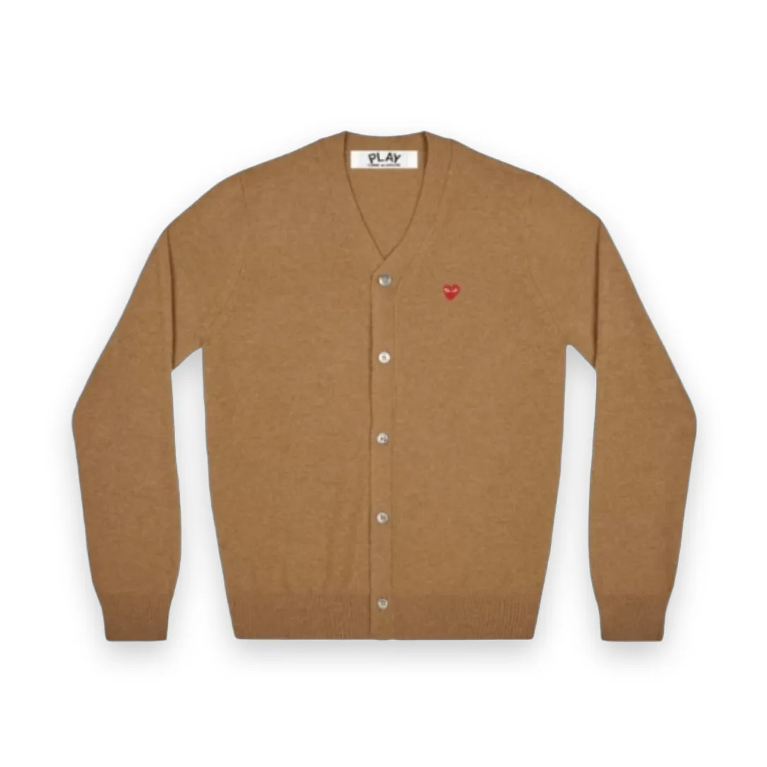 Comme Des Garcons PLAY Brown Small Red Heart Cardigan 1