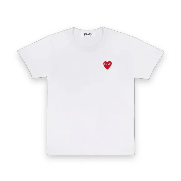 Comme des Garcons PLAY Embroidered Red Heart White T-shirt 1