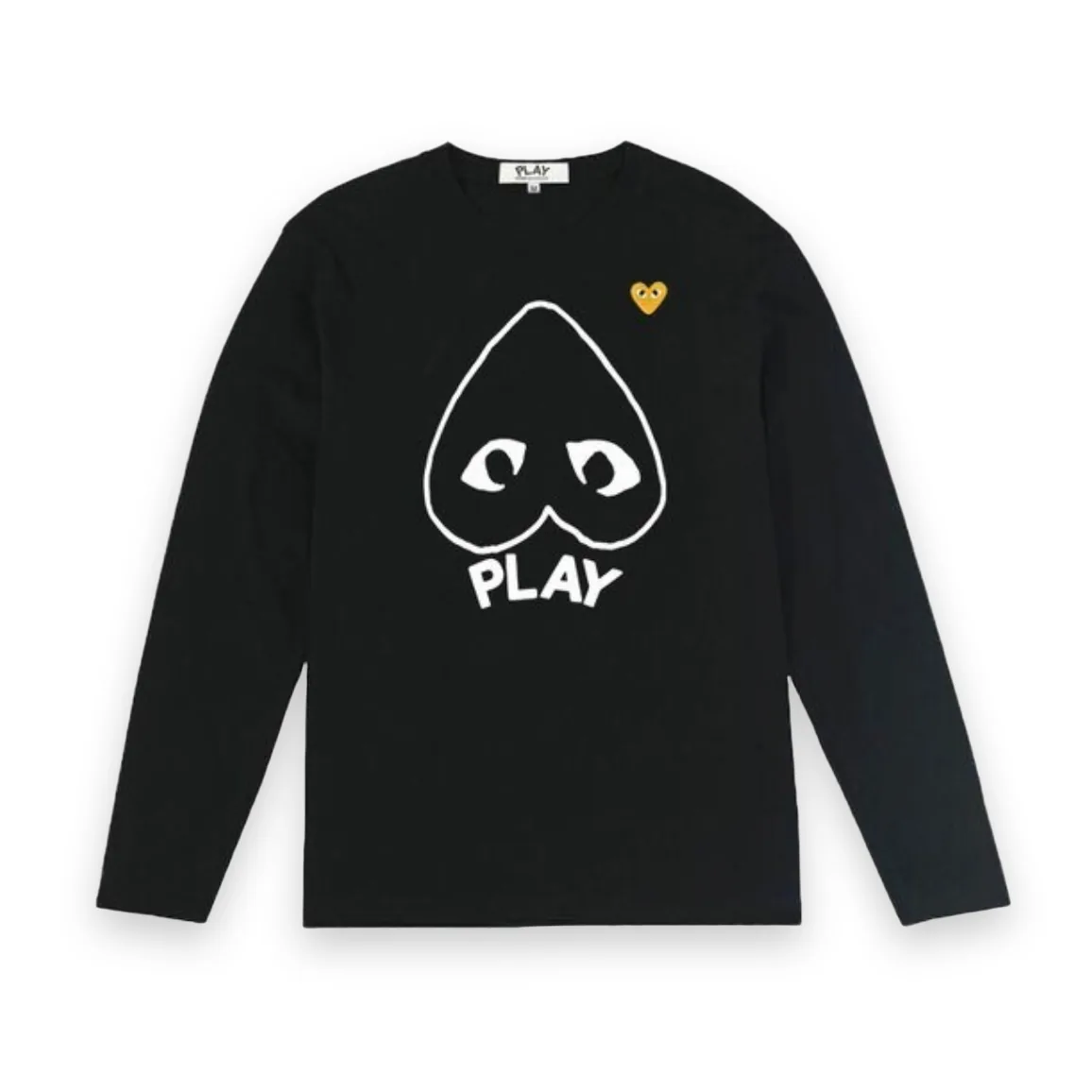 Comme des Garcons PLAY Gold Heart Graphic Long Sleeve Black T-Shirt 1