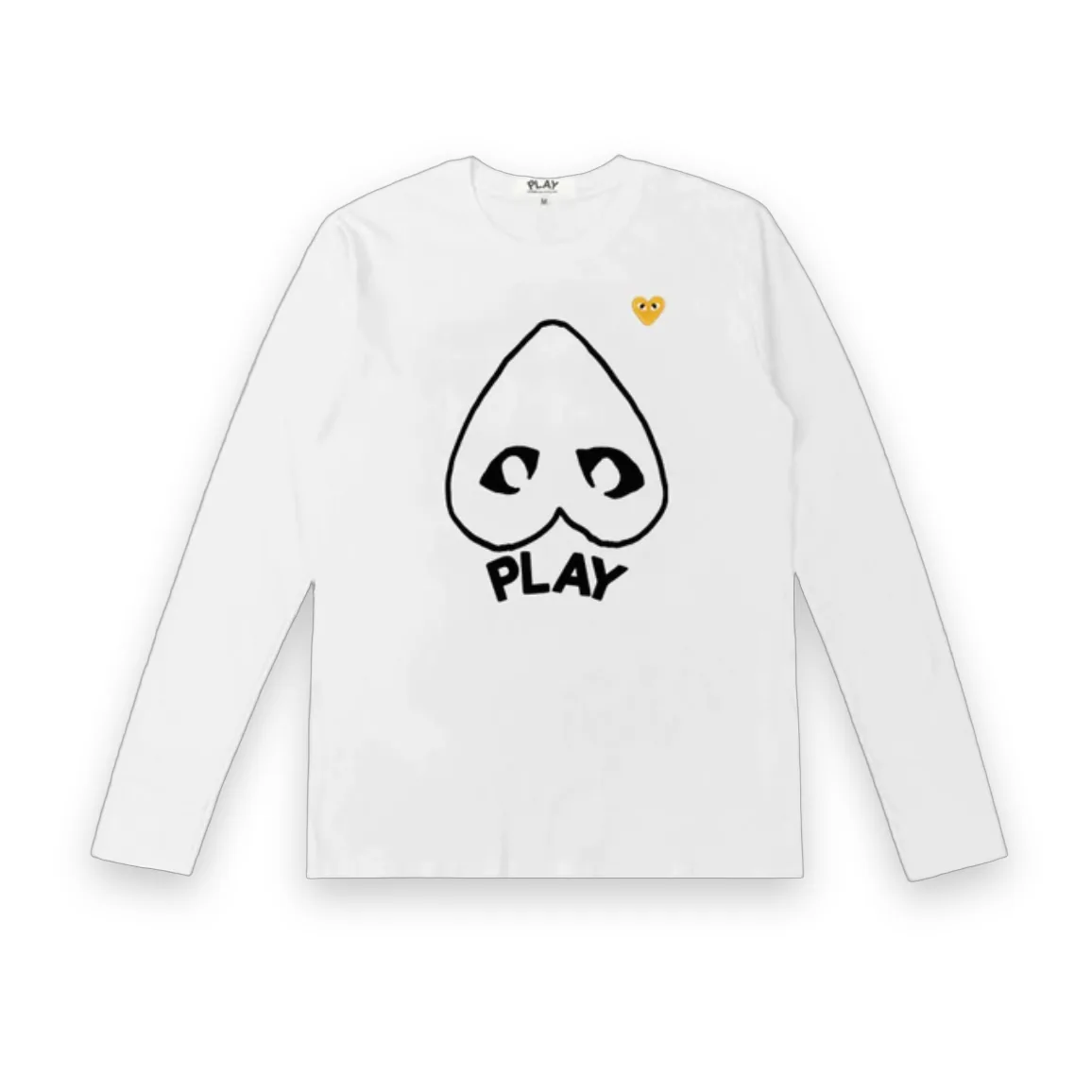 Comme des Garcons PLAY Gold Heart Graphic Long Sleeve White T-Shirt 1