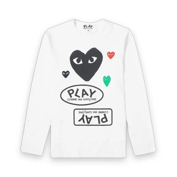 Comme des Garcons Play Multi Logo Long Sleeve White 1