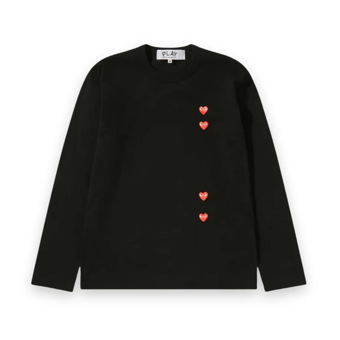 Comme des Garcons PLAY Multi Red Heart Long Sleeve Black T-Shirt 1