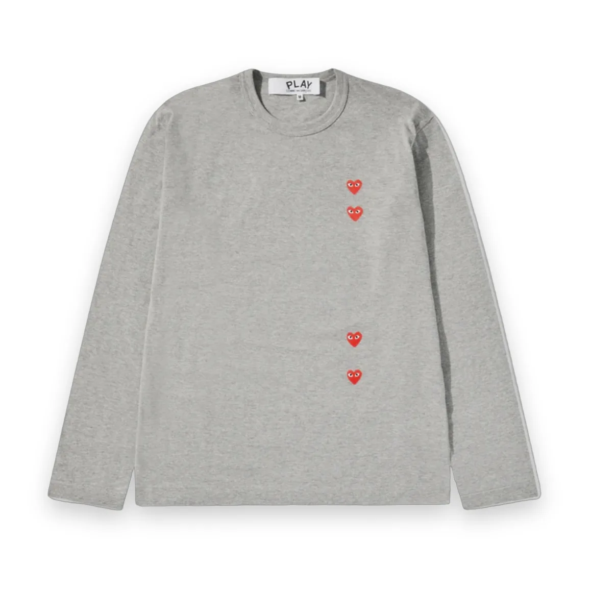 Comme des Garcons PLAY Multi Red Heart Long Sleeve Grey T-Shirt 1