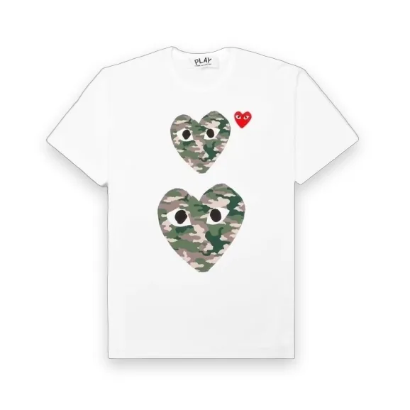 Comme des Garcons PLAY Play Camouflage Double Heart T-shirt White 1