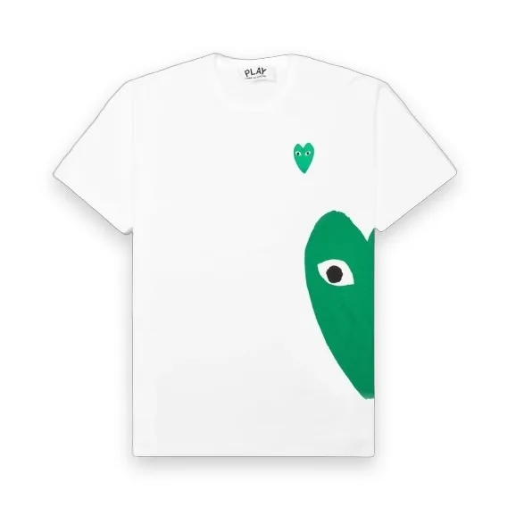Comme des Garcons PLAY Play Green Emblem Heart White Tee 1